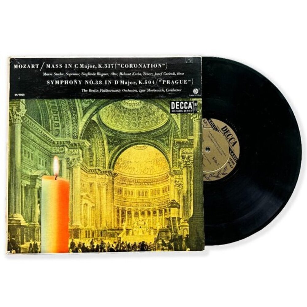 Vintage 50s Mozart Vinyl Record "Mass in C Major K.317" & "Symphony No.38 K.504"
